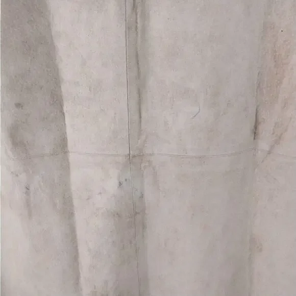 OLSEN EUROPE! FAWN BEIGE/TAN GENUINE SUEDE LEATHER GORED FULL A-LINE SKIRT!SZ 12 - Picture 12 of 14